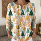 Christmas Retro 3D Digital Print Polo Sweatshirt With Buttons