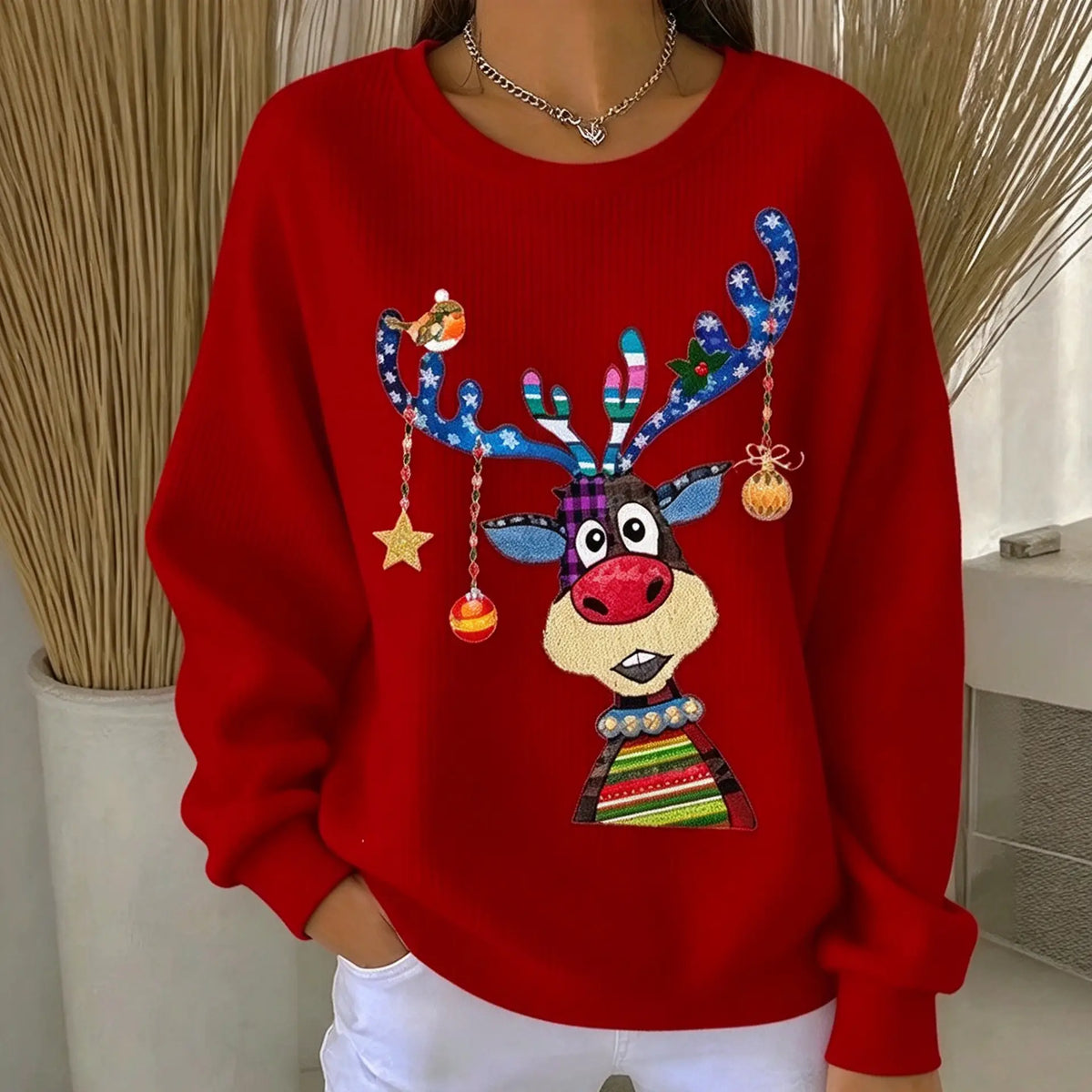 Women Christmas Crew Neck Printing Casual Sweatshirt