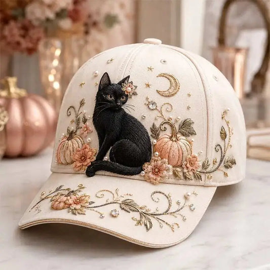 Midnight Black Cat 3D-printed Creature Pattern Cap