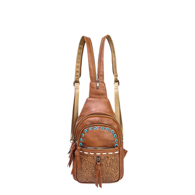 2-Way Wear Sling Boho Western Print Convertible Backpack
