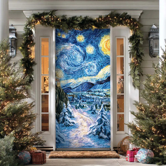 Van Gogh Starry Night Winter Quilted Door Cover