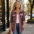 Contrast Rib Collar Leopard Print Corduroy Long Sleeve Shirt Jacket