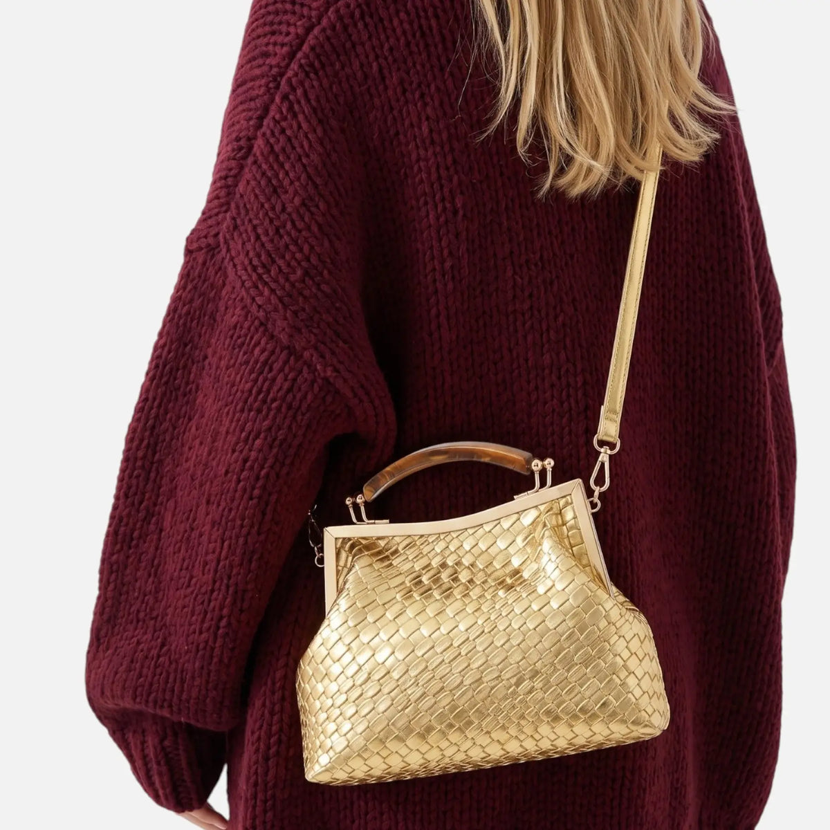 Women's Suede Structured Top Frame Crossbody Bag