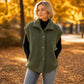 Womens Warm Button Down Sherpa Fleece-Look Vest