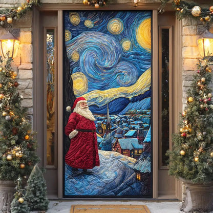 Santa Claus Starry Night Quilted Door Cover