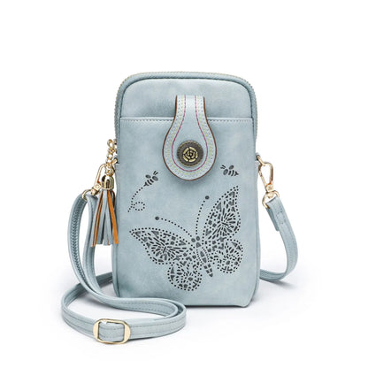 PU Small Openwork Carving Lightweight Crossbody Phone Bag
