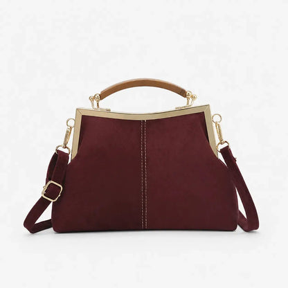 Women's Suede Structured Top Frame Crossbody Bag