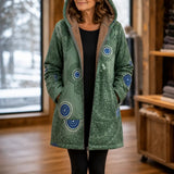 💖Women's Vintage Leaf Print Hooded Coat