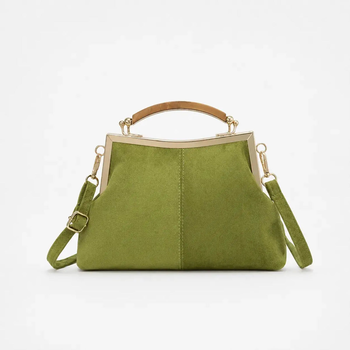 Women's Suede Structured Top Frame Crossbody Bag