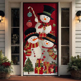 Three Stacked Snowmen Gifts Quilted Door Cover