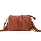 Bohemian PU Crossbody Bag with Western Fringe Tassels & Zipper Closure