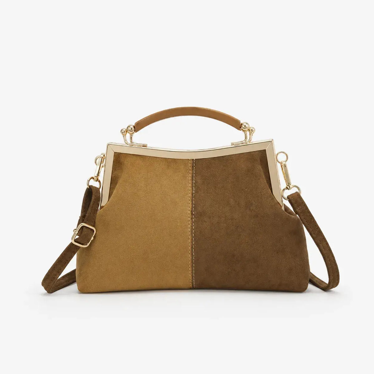 Women's Suede Structured Top Frame Crossbody Bag