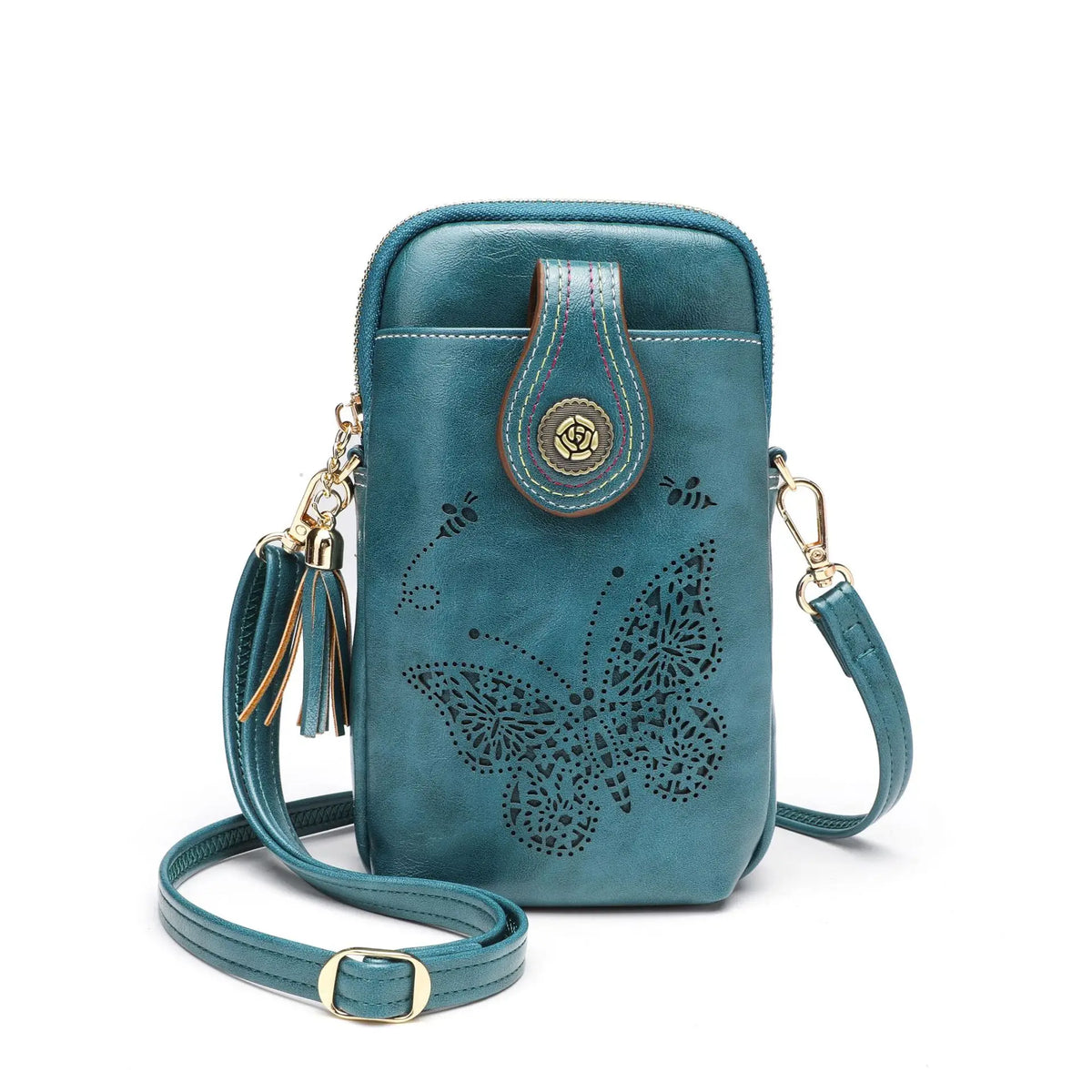 PU Small Openwork Carving Lightweight Crossbody Phone Bag