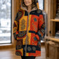 💖Women's Vintage Leaf Print Hooded Coat