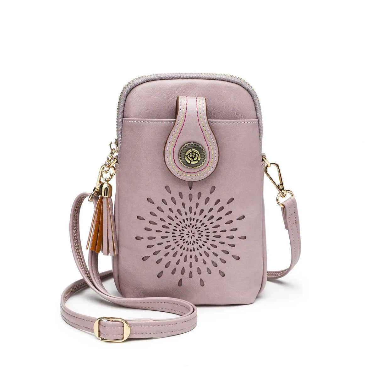 PU Small Openwork Carving Lightweight Crossbody Phone Bag