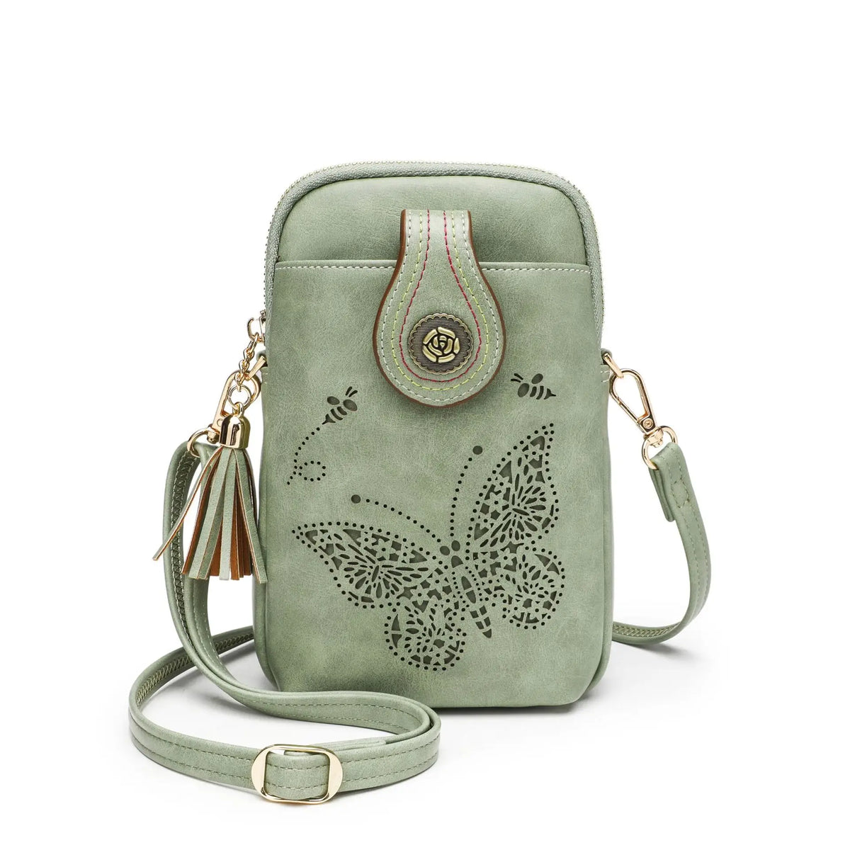 PU Small Openwork Carving Lightweight Crossbody Phone Bag