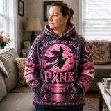 In October We Wear Pink Witch Quilted Casual Hoodie