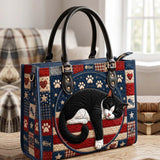 Patriotic Kitty Quilted Leather Strap Bible Handbag