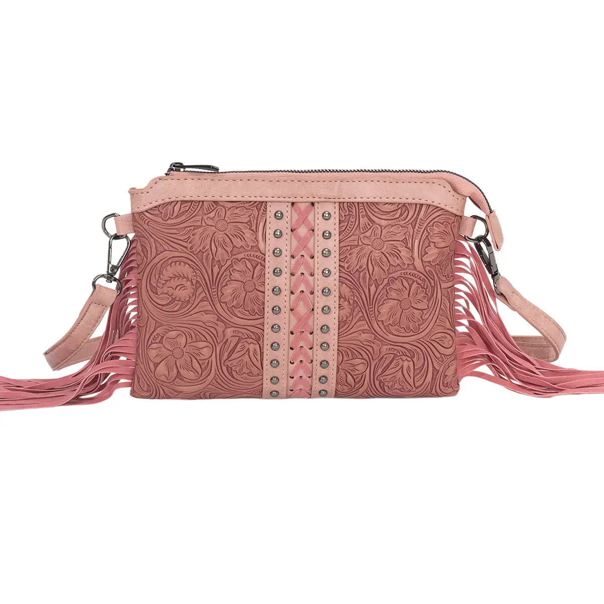 Bohemian PU Crossbody Bag with Western Fringe Tassels & Zipper Closure