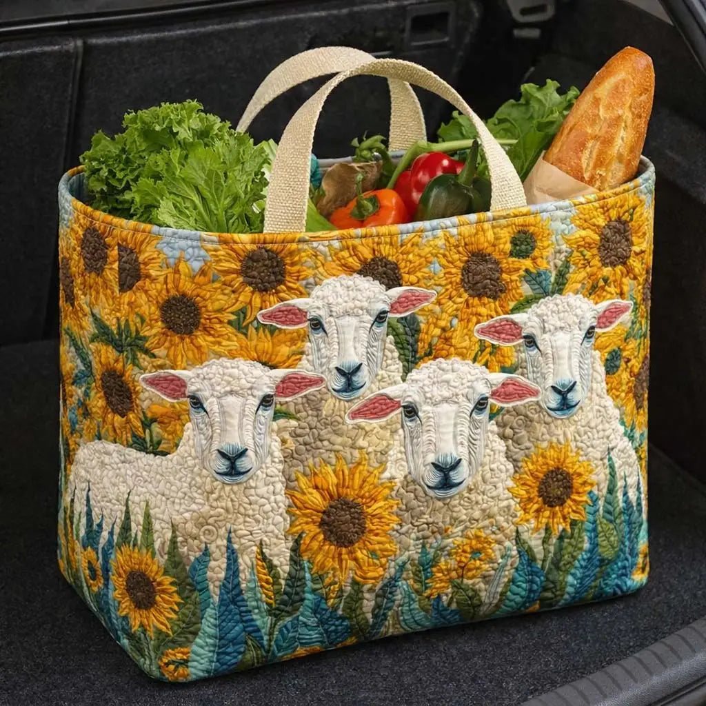 Sunflower Sheep Quilted Shopping Bag