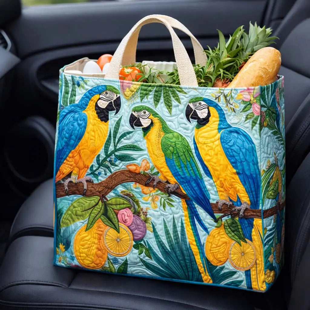 Trio Parrot Quilted Shopping Bag