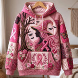 Pink Witch Floral Ribbon Beaded Quilted Casual Hoodie