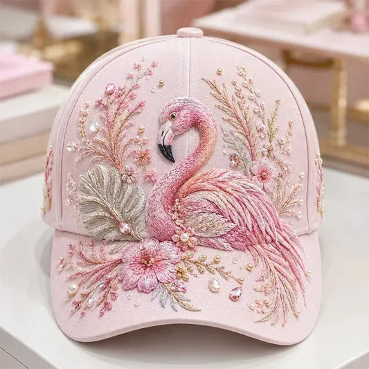Flamingo Floral 3D-printed Creature Pattern Cap