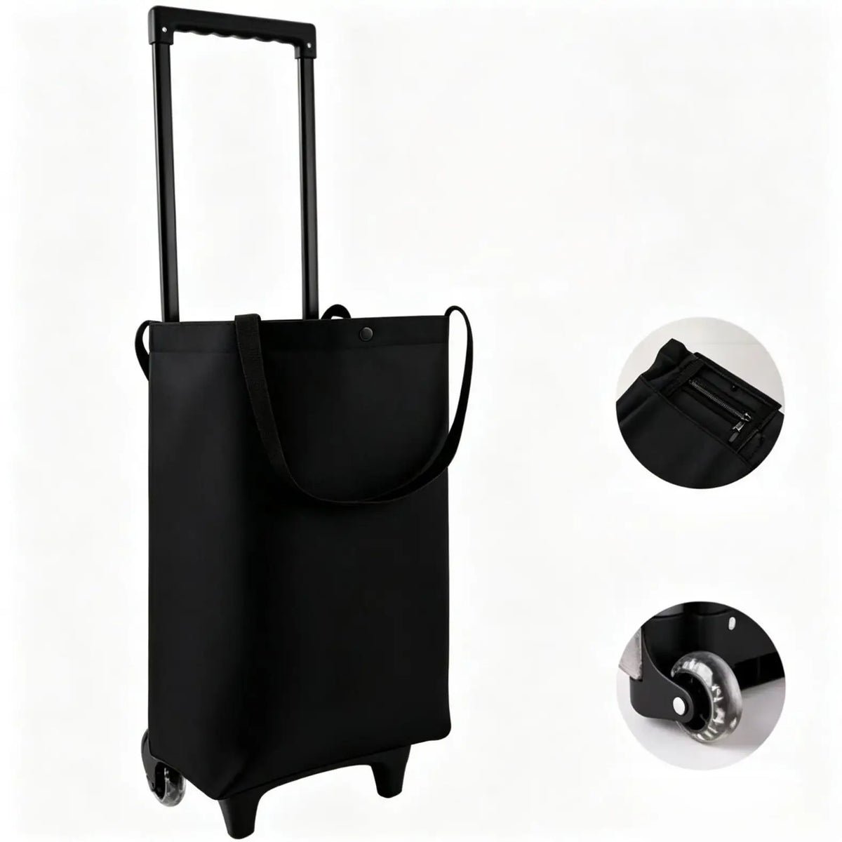 2-in-1 Folding Oxford Shopping Cart with 360° Swivel Wheels