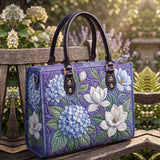 Hydrangea Magnolia Quilted Leather Strap Bible Handbag