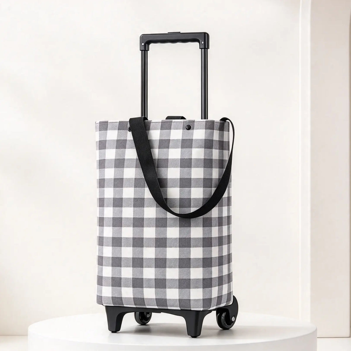 2-in-1 Folding Oxford Shopping Cart with 360° Swivel Wheels