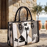 Art Cat Quilted Leather Strap Bible Handbag