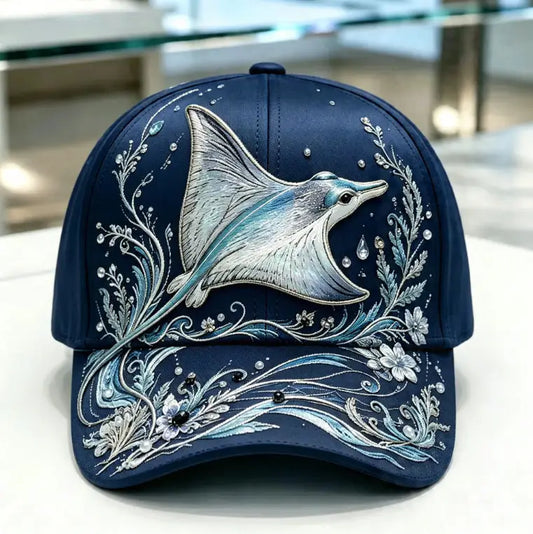 Dark Manta Ray 3D-printed Creature Pattern Cap