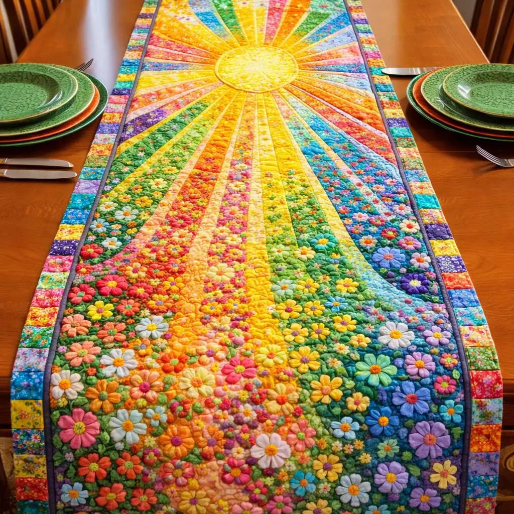 Floral Sunburst Quilted Table Runner