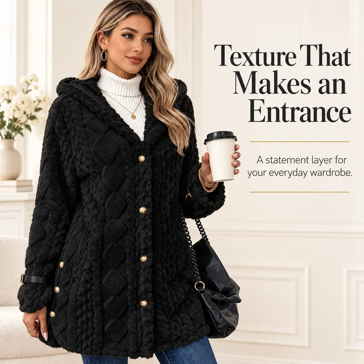 Women’s Plush Cardigan | Oversized Fit, Button Front