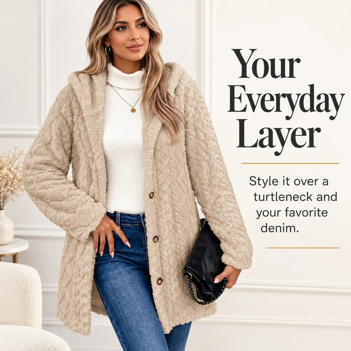 Women’s Plush Cardigan | Oversized Fit, Button Front