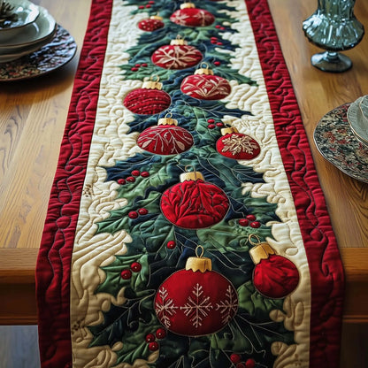 Christmas Ornaments Quilted Table Runner