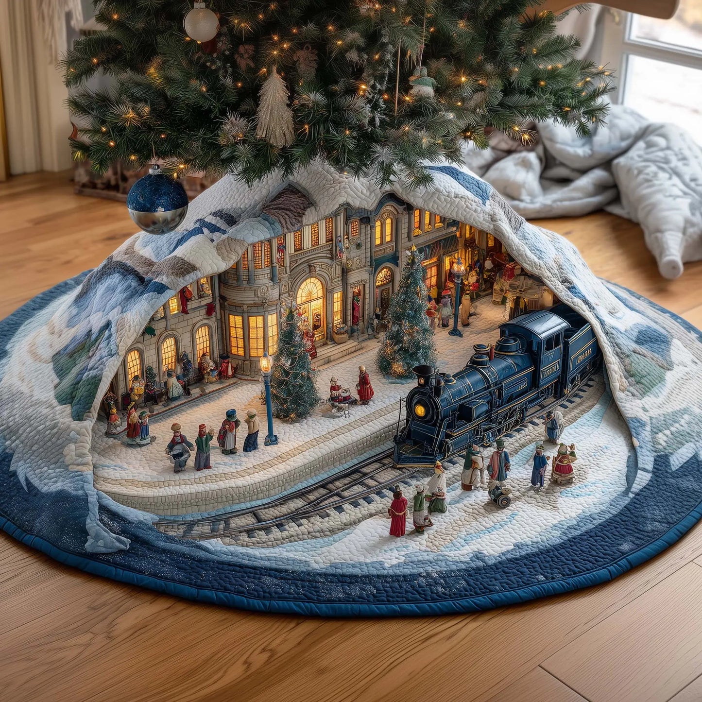 Town Express Quilted Tree Skirt