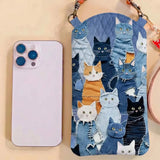 Cute Cat Quilted Slim Phone Crossbody Bag