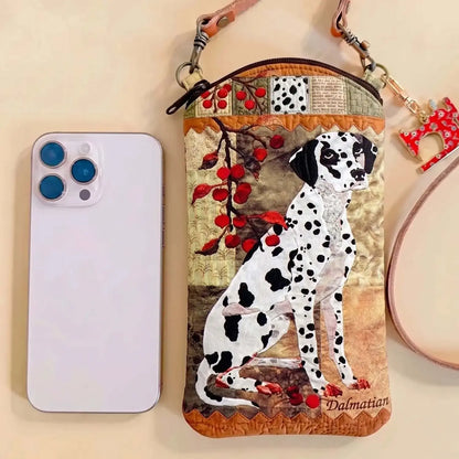 Vintage Berry Dalmatian Quilted Slim Phone Crossbody Bag