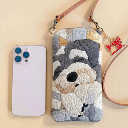 Cute Dog Quilted Slim Phone Crossbody Bag