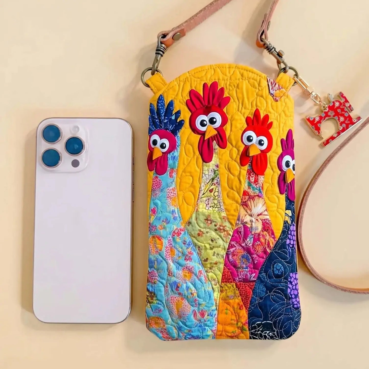 Funny Chick Quilted Slim Phone Crossbody Bag