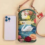 White Swan Quilted Slim Phone Crossbody Bag