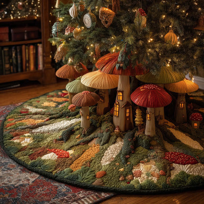 Mushroom Garden Quilted Tree Skirt