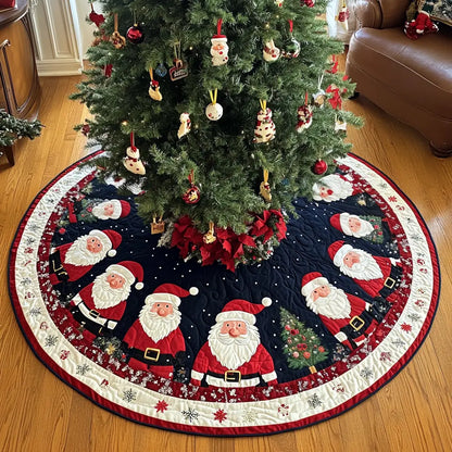 Starlit Santa Christmas Quilted Tree Skirt