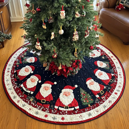 Starlit Santa Christmas Quilted Tree Skirt