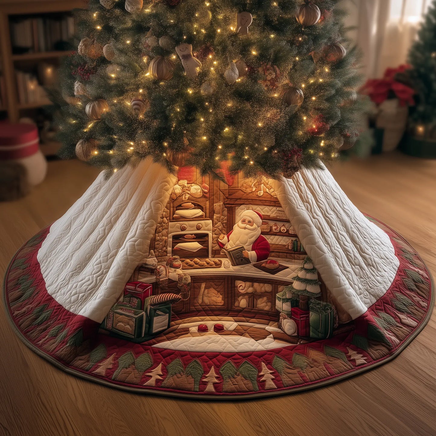 Santa Bakery Quilted Tree Skirt