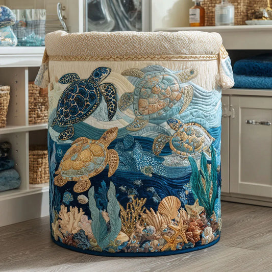 Shell Shine Quilted Laundry Basket