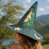 Celestial Frog Handcrafted Quilted Witch Hat