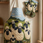 Cute Sheep Quilted Apron Set (2-Piece) – Padded Apron + Heat-Resistant Oven Mitts