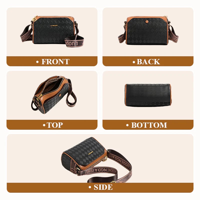 Fashion Diamond Pattern Large Capacity 3-Layer Crossbody Bag💕